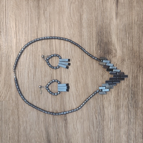 Jewelry - Metallic Hematite Necklace and Earrings